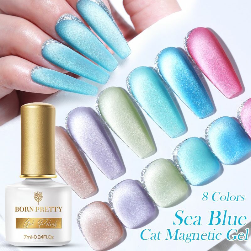 BORN PRETTY, ГЕЛЬ-ЛАК "SEA BLUE CAT MAGNETIC GEL" SB-01, 7 МЛ