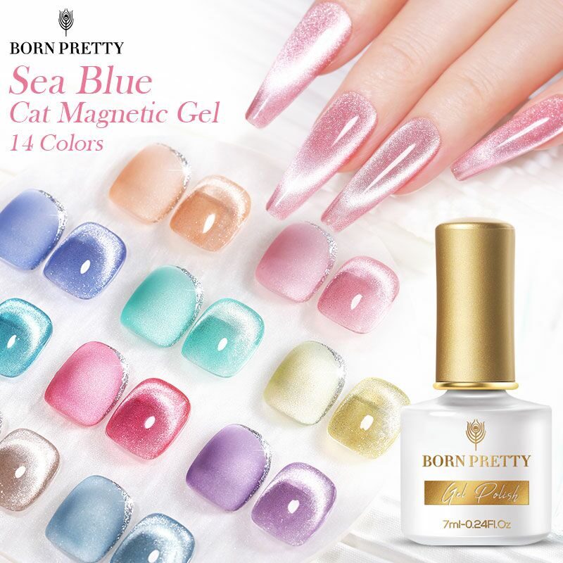 BORN PRETTY, ГЕЛЬ-ЛАК "SEA BLUE CAT MAGNETIC GEL" SB-02, 7 МЛ