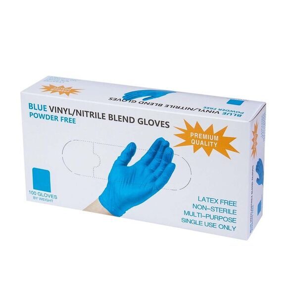 BLEND GLOVES, ПЕРЧАТКИ VINYL-NITRILE ОДНОРАЗОВЫЕ ГОЛУБЫЕ S, УП 50 ПАР