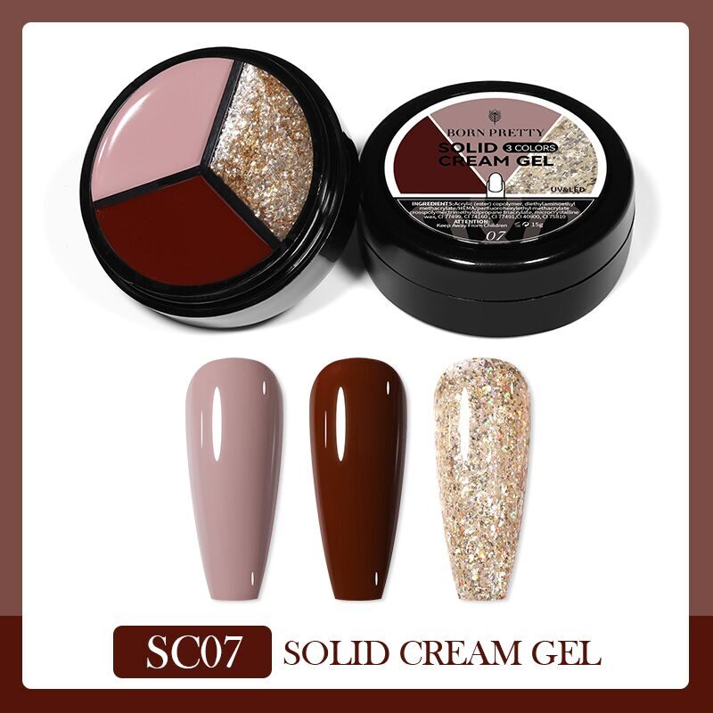 BORN PRETTY, ГЕЛЬ-ЛАК 3 IN1 SOLID CREAM GEL SC07, 15 ГР